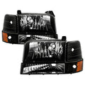 SPYDER Xtune Ford F150/Bronco 92-96 Headlights w/Corner Bumper 6pcs Amber- Black HD-JH-FB92-SET-AM-BK 5073136