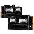 SPYDER Xtune GMC Yukon 92-93 Crystal Headlights w/ Corner & LED Bumper Black HD-JH-GMCCK88-LED-AM-BK-SET 5073532