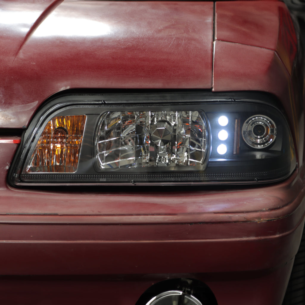 Spyder Ford Mustang 87-93 1PC LED (Replaceable LEDs)Crystal Headlights Black HD-YD-FM87-1PC-LED-BK 5012531