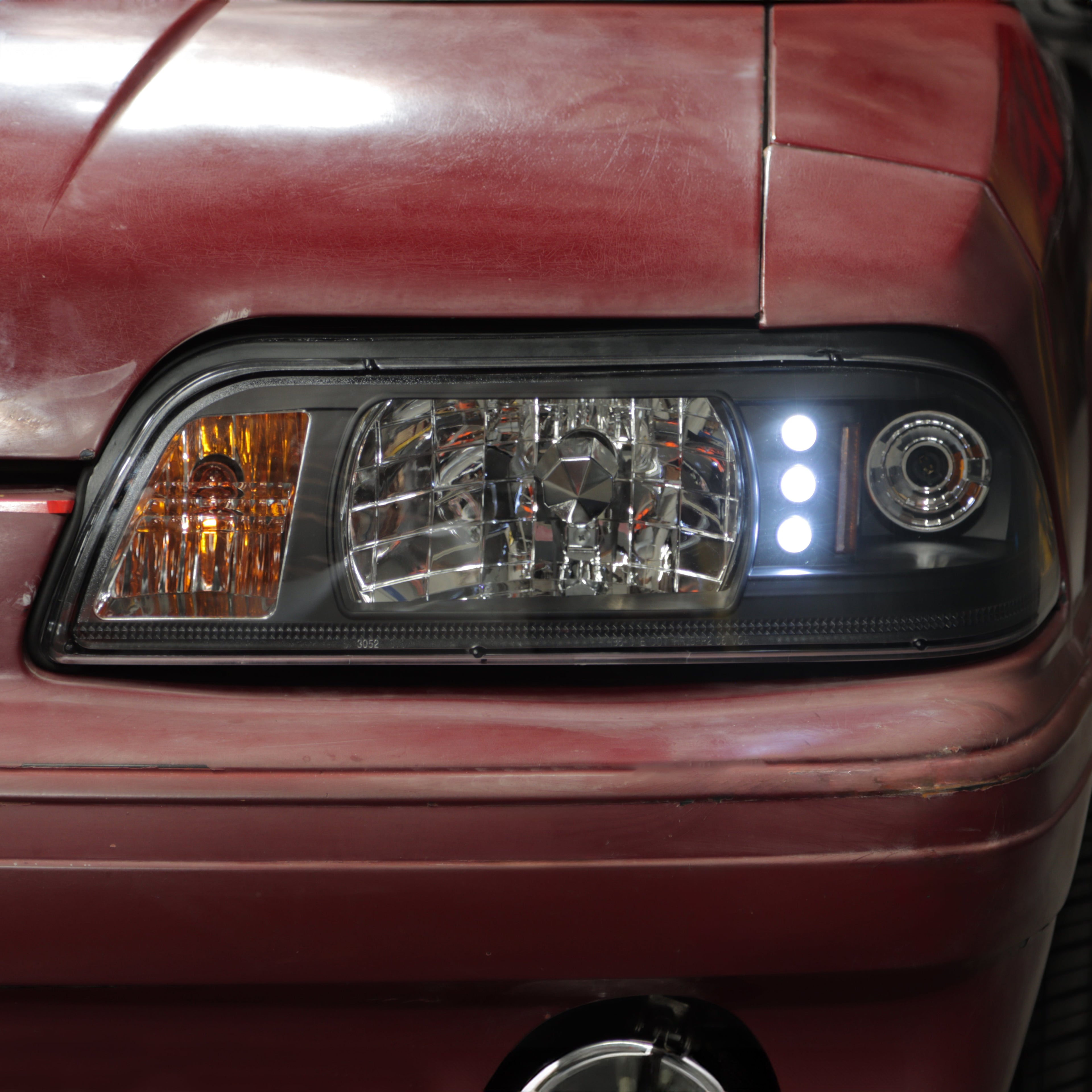 Spyder Ford Mustang 87-93 1PC LED (Replaceable LEDs)Crystal Headlights Black HD-YD-FM87-1PC-LED-BK 5012531