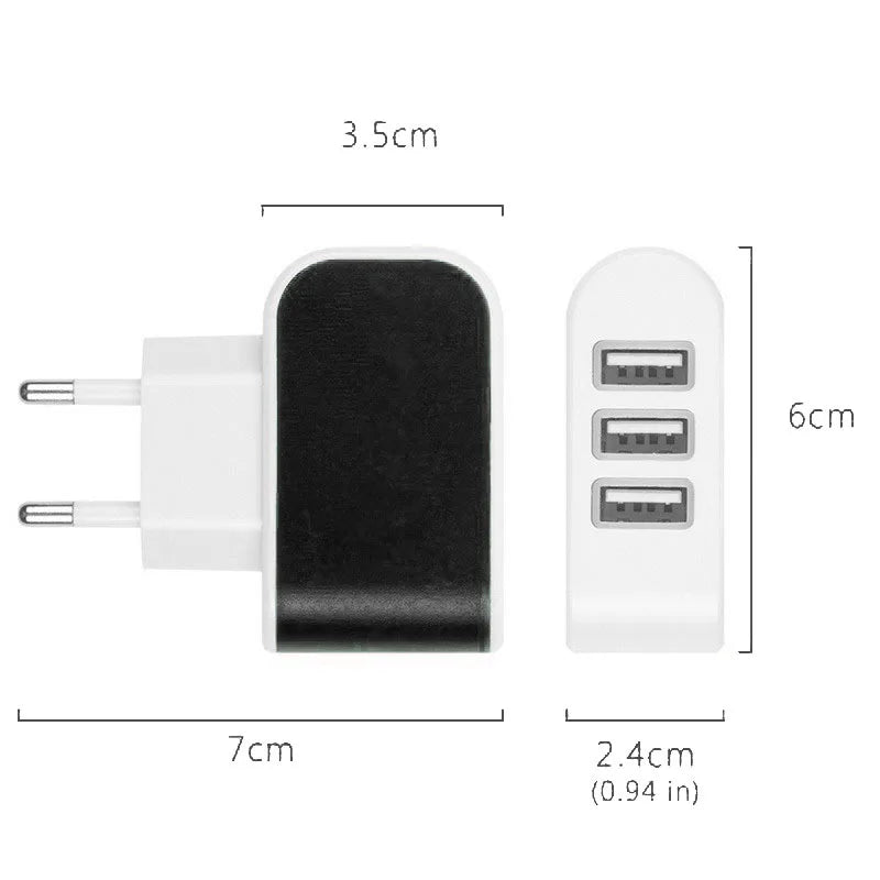 USB Charger 3 Ports 5V2A Travel Wall Power Adapter Charging For iPhone Xiaomi Samsung HTC Huawei Nylon Braided Micro USB Cable