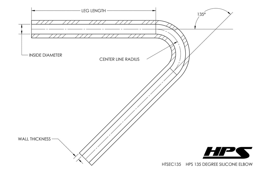 HPS Performance Products HPS 1/2" Silicone 135 Degree Elbow Coupler Hose, High Temp 4-ply Reinforced (13mm ID)