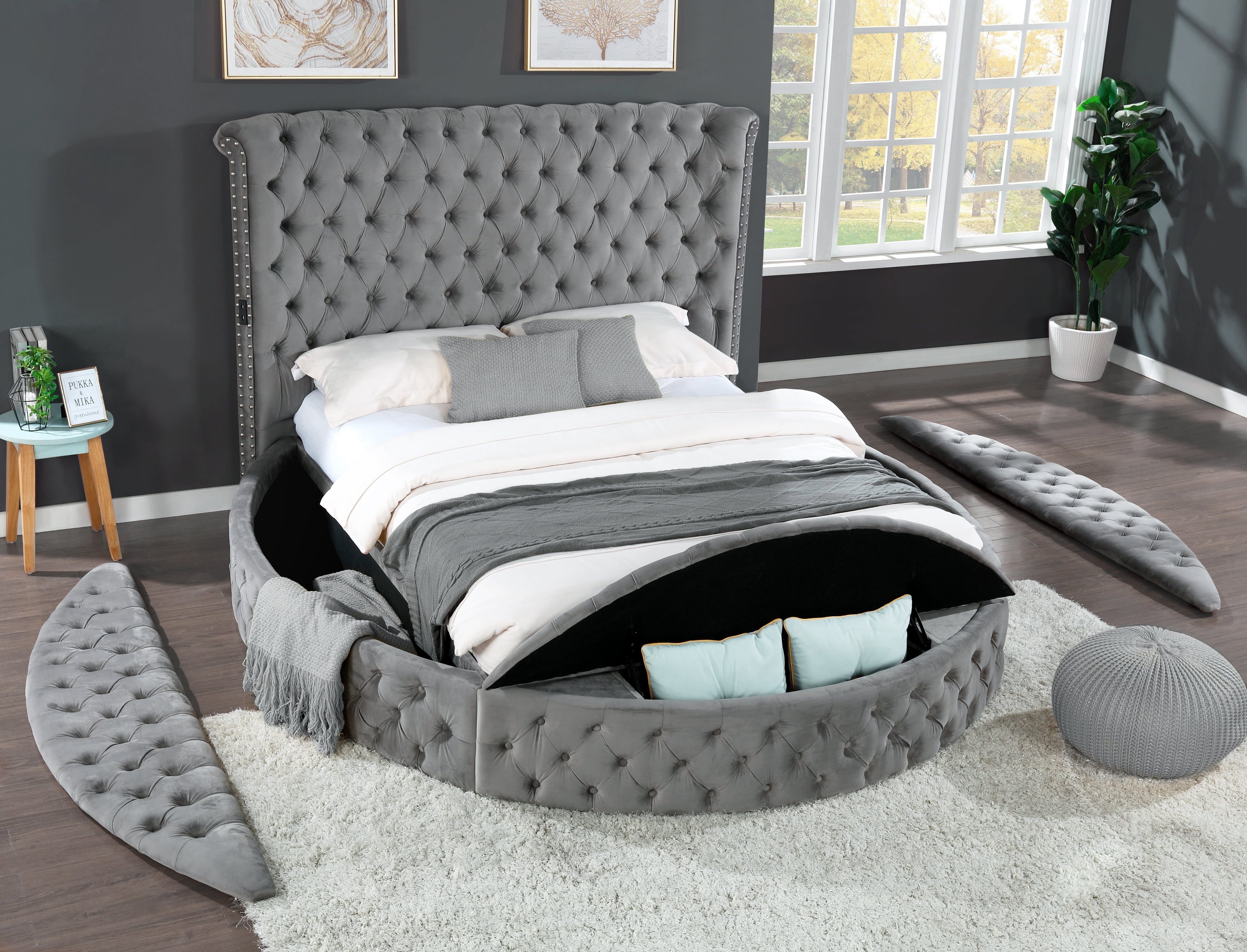 Hazel King Size Tufted Storage Bed