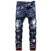 RTS 2021 Factory Wholesale Streetwear Crazy Fashion Zipper Washed Denim Paint Points Modern Designer Jeans Men Pants