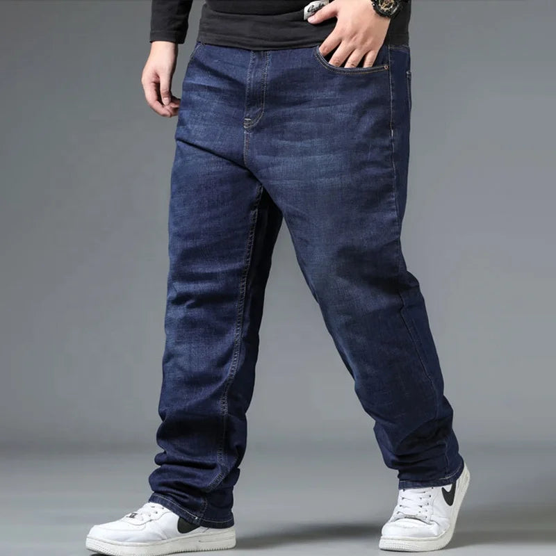 Plus Size Mens Big and Tall Stretch Jeans Relaxed Fit Denim Trousers Work Clothes Baggy Pants