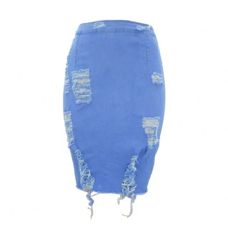 2024 Summer XXL Size Women's High Waist Denim Pencil Knee Button Jeans Skirt Casual Style Orange Yellow Pink Color Solid Pattern