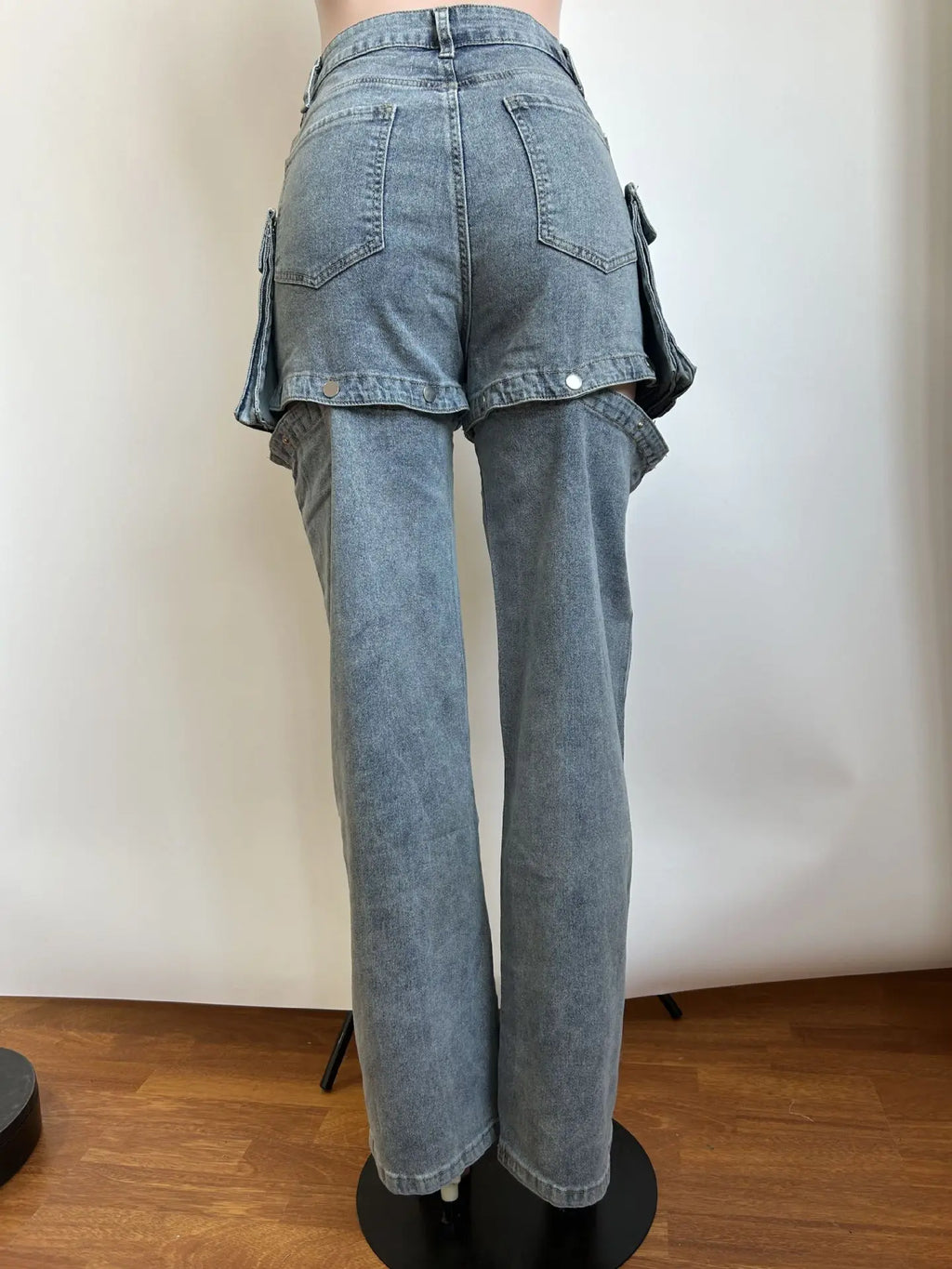 2025 New Design Women's Casual Cotton Stretch Washed Jeans Removable Denim Y2K Pants Multi-Pocket Shorts Trendy Trouser Legs