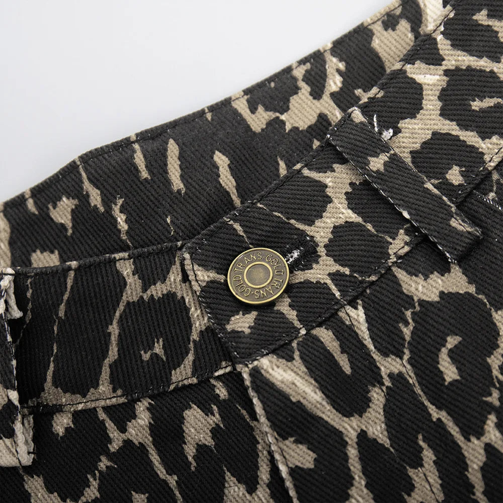 Enyami Leopard Print Women's Streetwear Wide-leg Drape Baggy High Waist Loose Casual Mopping Pants