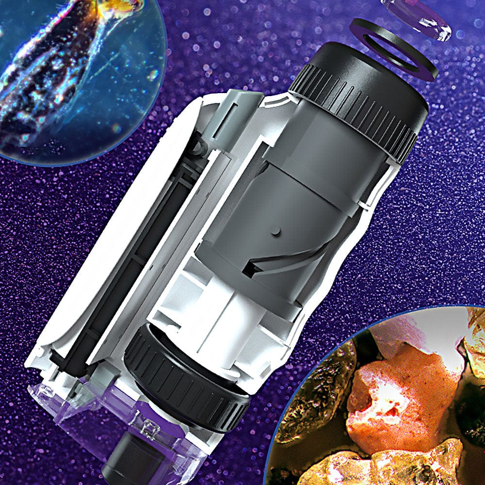 Kids Handheld Microscope 60-120x Educational Mini LED Light