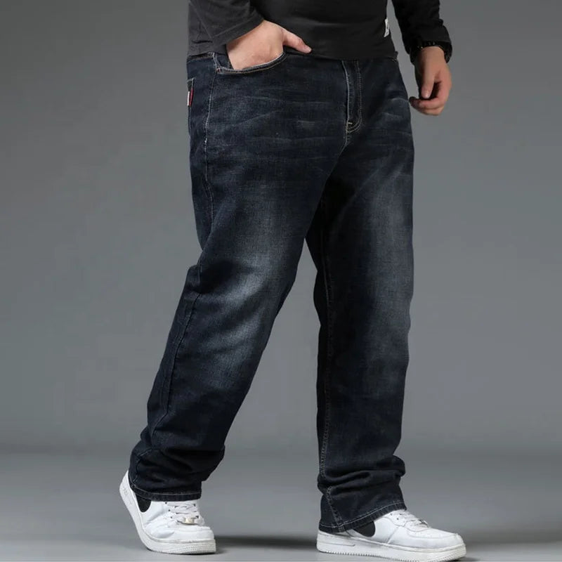 Plus Size Mens Big and Tall Stretch Jeans Relaxed Fit Denim Trousers Work Clothes Baggy Pants