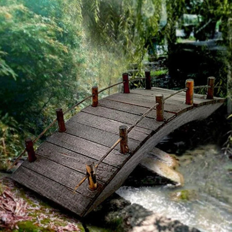 1:12 Dollhouse Mini Wooden Arch Bridge with Railings Miniatures Fairy Garden Miniature Craft for Micro Landscaping