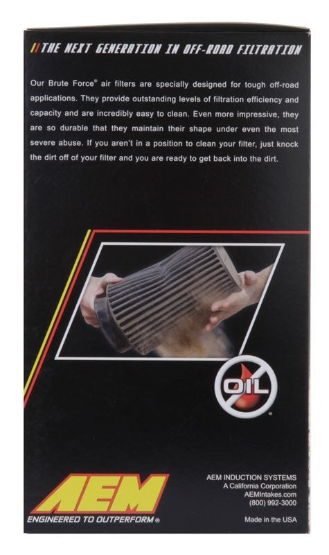 AEM Induction AEM Replacement Universal DryFlow Round Tapered Filter 4in Flg ID/5.125in Top OD/6.5in Base OD/9in H 21-3059BF