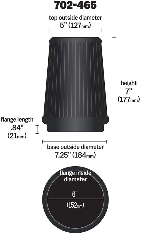 Airaid Universal Air Filter - Cone 6 x 7-1/4 x 5 x 7 702-465