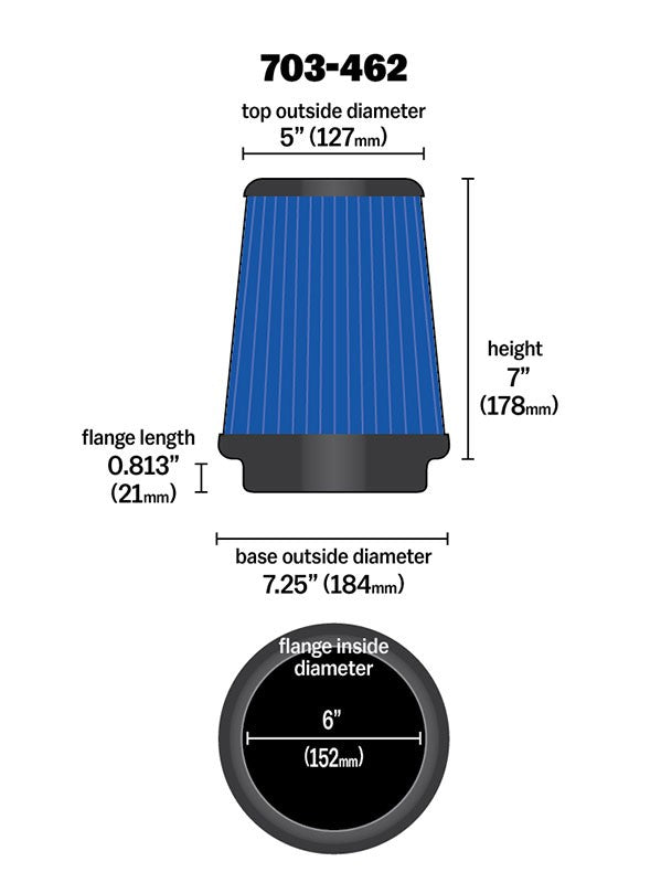 Airaid Universal Air Filter - Cone 6 x 7-1/4 x 5 x 7 703-462