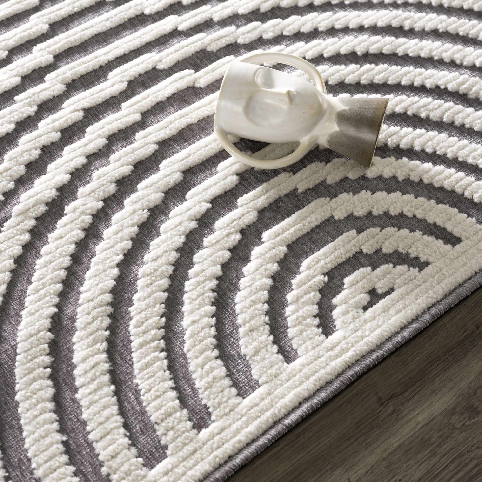 Deron Gray Rainbow Washable Rug