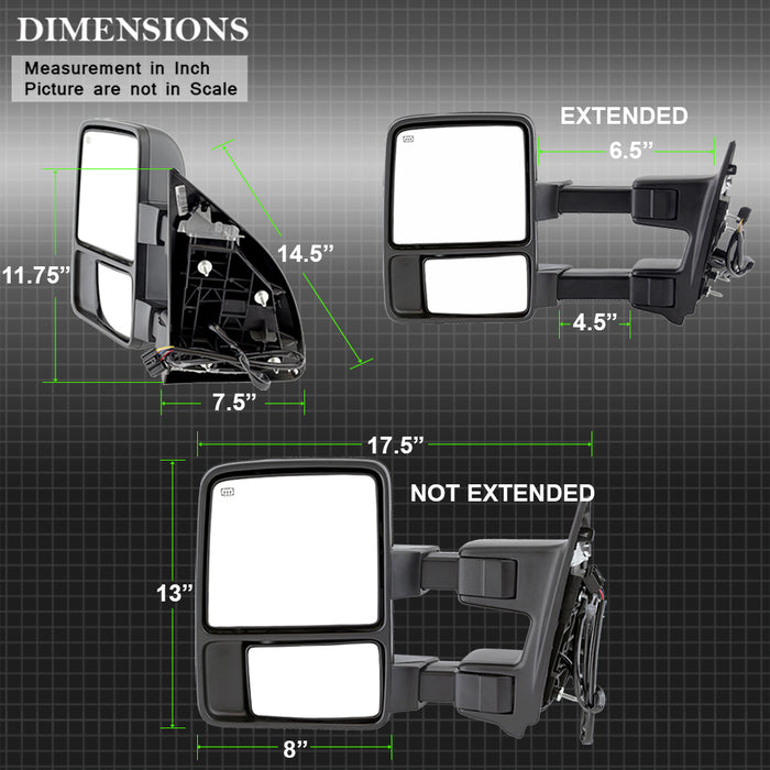 SPYDER xTune Ford SuperDuty 08-15 Extendable Heated Mirrors w/ LED Signal Smoke MIR-FDSD08S-PW-SM-SET 9935831