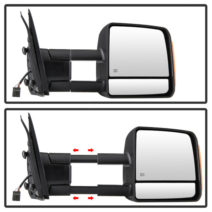 SPYDER xTune 07-14 Toyota Tundra Heated Amber LED Signal Telescoping Mirrors (Pair) (MIR-TTUN07S-PWH-SET) 9937620