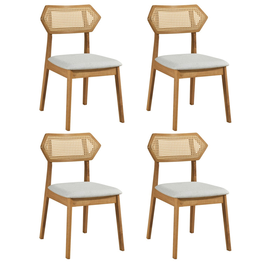 Rattan Dining Chairs Set of 4 with Curved Back