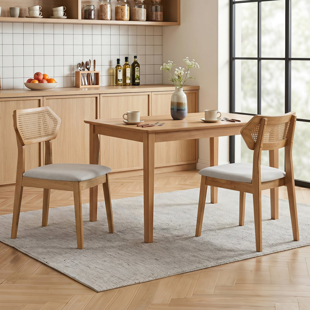 Rattan Dining Chairs Set of 4 with Curved Back