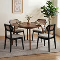 Rattan Dining Chairs Set of 4 with Curved Back