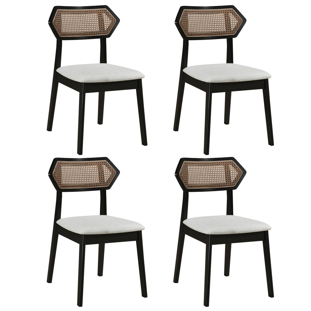 Rattan Dining Chairs Set of 4 with Curved Back