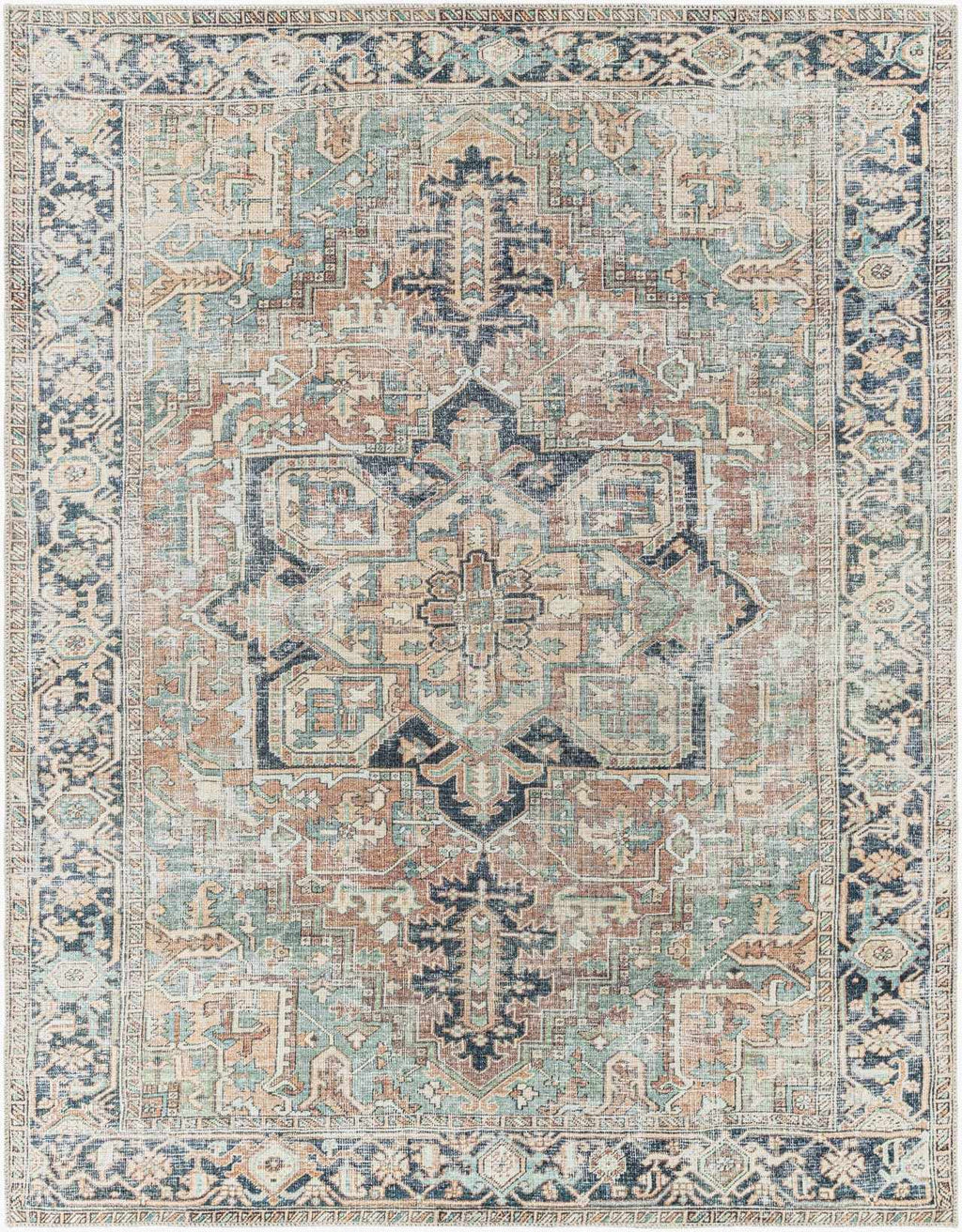 Green Nisa Tumble Dry Washable Rug