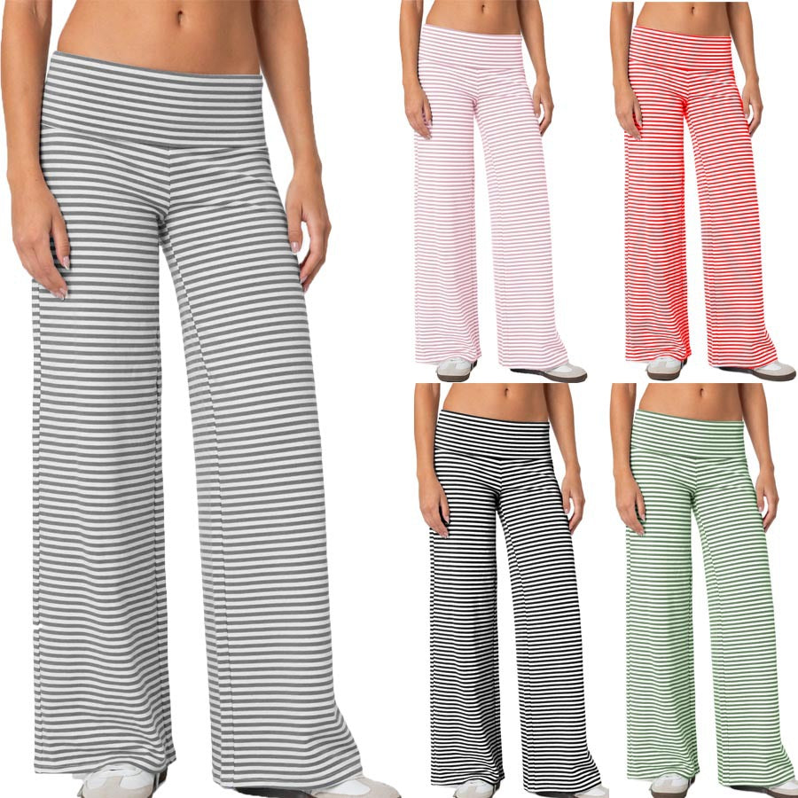 Amazon Cross-border Niche Style Folded Waist and Navel Striped Loose Pants Autumn Fashion Sports Style Dape Casual Pants