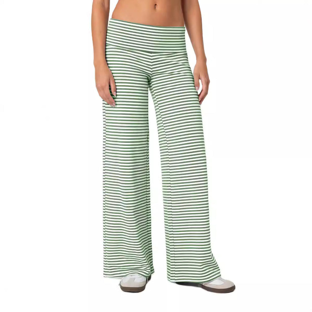 Amazon Cross-border Niche Style Folded Waist and Navel Striped Loose Pants Autumn Fashion Sports Style Dape Casual Pants