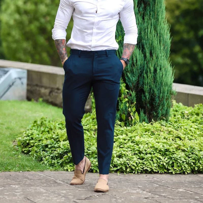 2025 New European and American Men's Pants Outdoor Slim-fit Pants Straight-leg Sports Pants Casual Pants Solid Color All-match Men's Trendy