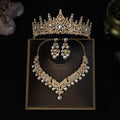 European and American Bride Jewelry Three-piece Suit High-class Dance Wedding Jewelry Alloy Diamond Crown Necklace Earrings suit
