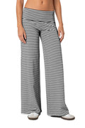 Amazon Cross-border Niche Style Folded Waist and Navel Striped Loose Pants Autumn Fashion Sports Style Dape Casual Pants