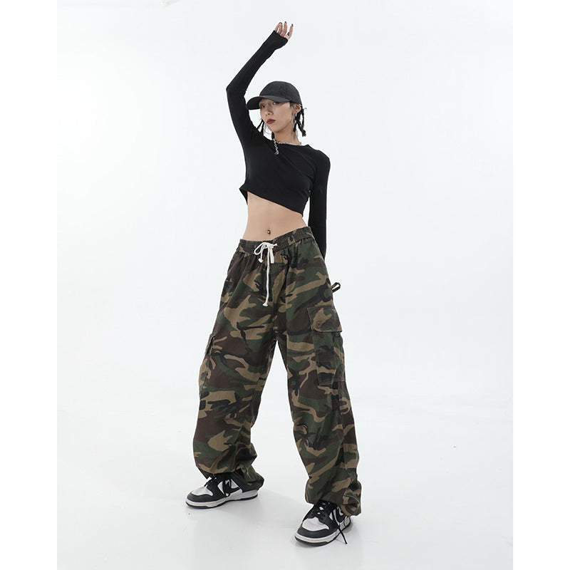2026 American High Street Retro Hip-Hop Camouflage Cargo Pants Slimming Pants Women's Jogger Casual Pants Ins Trendy Brand