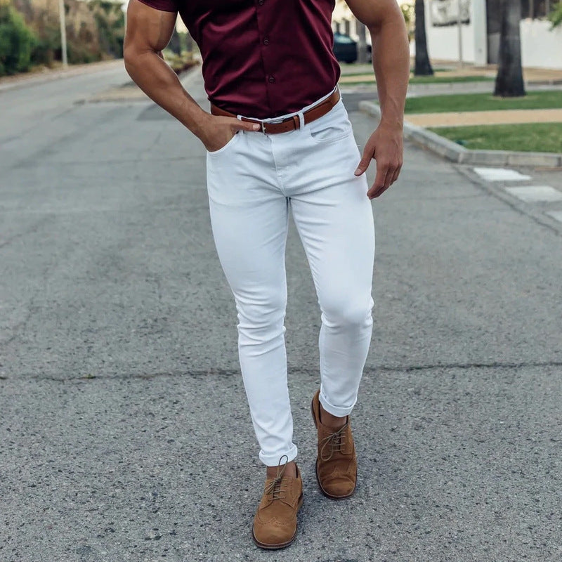 2025 New European and American Men's Pants Outdoor Slim-fit Pants Straight-leg Sports Pants Casual Pants Solid Color All-match Men's Trendy