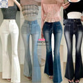4-Color Padded Hip-Enhancing Jeans Korean Version with Padded Waist and Hip Ratio High-Waisted Slim-Fit Flared Pants