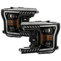 xTune Ford F150 18-20 Amber DRL Full LED Two Projector Headlights - Black PRO-CH-FF15018S-FLED-AM-BK 9949579