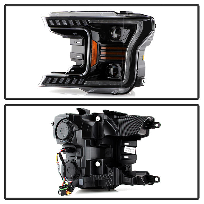 xTune Ford F150 18-20 Amber DRL Full LED Two Projector Headlights - Black PRO-CH-FF15018S-FLED-AM-BK 9949579
