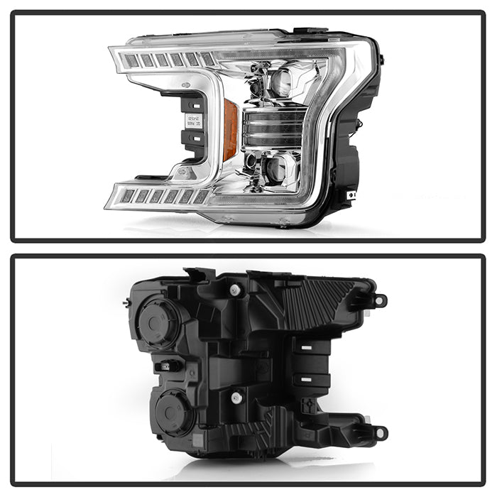 xTune Ford F150 18-20 White DRL Full LED Two Projector Headlights - Chrome PRO-CH-FF15018S-FLED-C 9949609