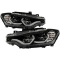 SPYDER xTune BMW F30 LED DRL Projector Headlights - Black (PRO-JH-BMWF3012-LED-BK) 9950421
