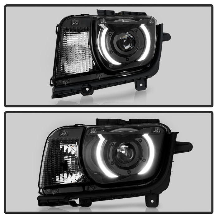 SPYDER 10-13 Chevy Camaro Halogen w/LED DRL Projector Headlight - Black (PRO-JH-CCAM10-OEP-BK(=) 9959097