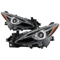 SPYDER xTune 14-17 Mazda 3 Sedan Halogen Model Only LED Light Bar Proj Headlights - Blk - PRO-JH-M314-LB-BK 9047206