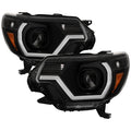 SPYDER xTune 12-15 Toyota Tacoma Projector Headlights w/ Light Bar - Black (PRO-JH-TTA12-LB-BK) 9050602