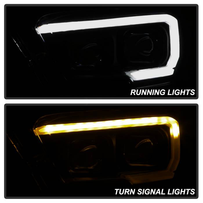 SPYDER xTune 16-18 Toyota Tacoma SR/SR5 DRL Proj Headlights w/Turn Signal - Blk Smk (PRO-JH-TTA16-SR-BSM) 9043000