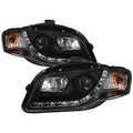 Spyder Audi A4 06-08 Projector Headlights Halogen Model Only - DRL Black PRO-YD-AA405-DRL-BK 5008572
