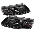 Spyder Audi A6 05-07 Projector Headlights Halogen Model Only - DRL Black PRO-YD-ADA605-DRL-BK 5029416