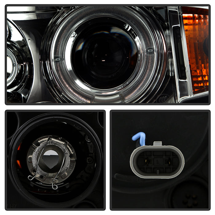 Spyder BMW E46 3-Series 02-05 4DR Projector Headlights 1PC LED Halo Smke PRO-YD-BMWE4602-4D-AM-SM 5042422