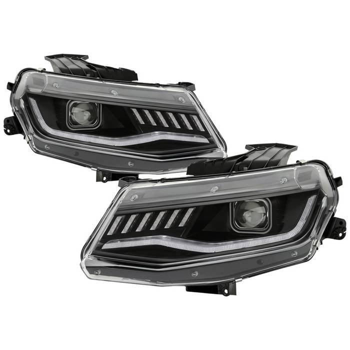 Spyder Chevy Camaro 16-18 HID Model Full LED Headlights Black PRO-YD-CCAM16HIDAP-SEQ-BK 5087355