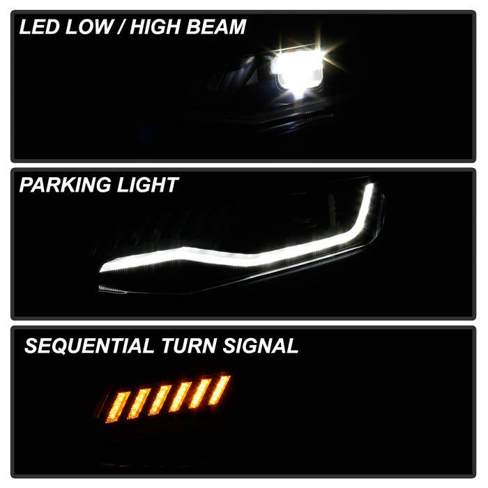 Spyder Chevy Camaro 16-18 HID Model Full LED Headlights Black PRO-YD-CCAM16HIDAP-SEQ-BK 5087355