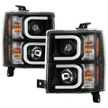 Spyder Chevy Silverado 1500 14-16 Projector Headlights Light Bar DRL Blk PRO-YD-CS14-LBDRL-BK 5079473