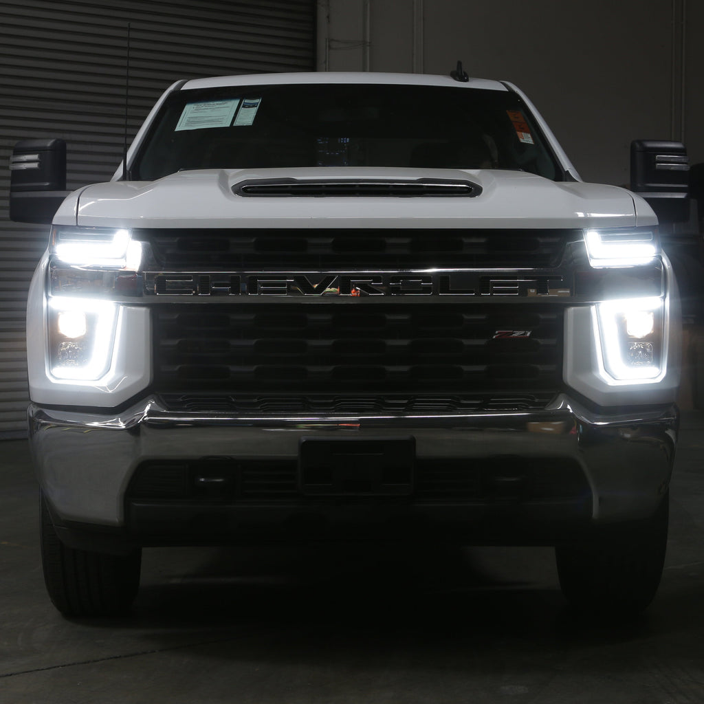 SPYDER 20-23 Chevy Silverado 2500/3500 Proj Headlights - LED DRL - Black PRO-YD-CSHD20SI-SEQ-BK 5088796