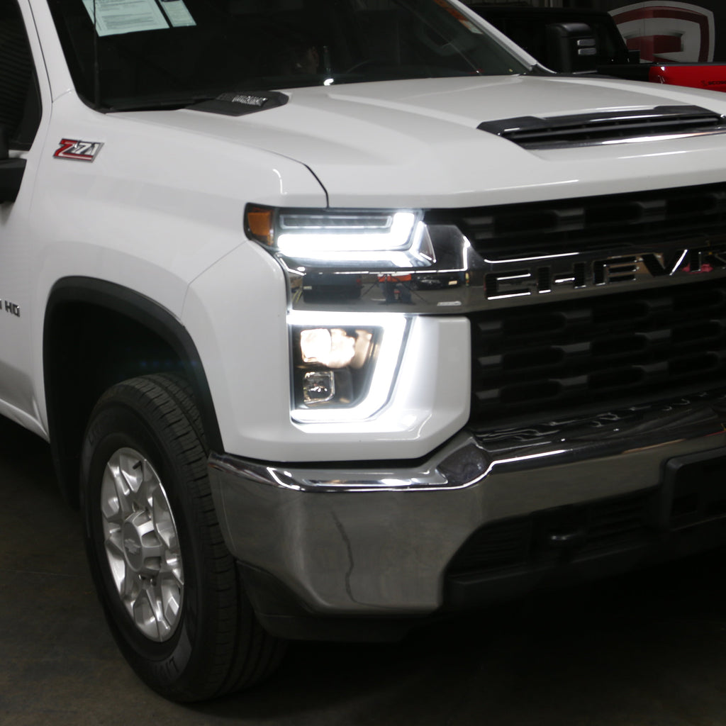 SPYDER 20-23 Chevy Silverado 2500/3500 Proj Headlights - LED DRL - Black PRO-YD-CSHD20SI-SEQ-BK 5088796